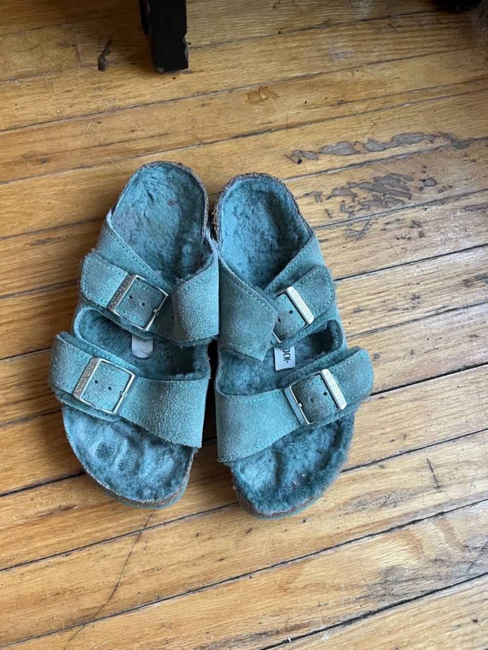 Birkenstock Kids Double-Strap Suede Sandals - Teal Green